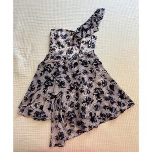 TopShop Women's One Shoulder Purple Floral Cocktail Dress Size 4